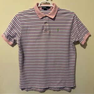 Polo Ralph Lauren Striped Shirt Men’s Large Blue Pink Golf Casual Cotton Spring